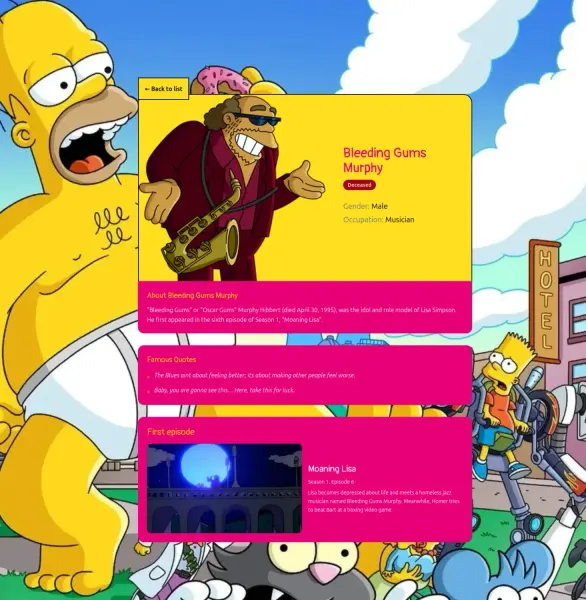 Simpsons Explorer — Detailseite